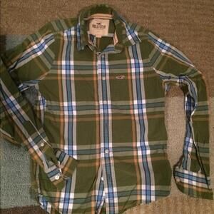 Hollister Youth Green Plaid Casual Button-Up Shirt Size S